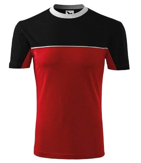 T-shirt fashion manches courtes bicolore - Unisexe - MF109 - rouge et noir