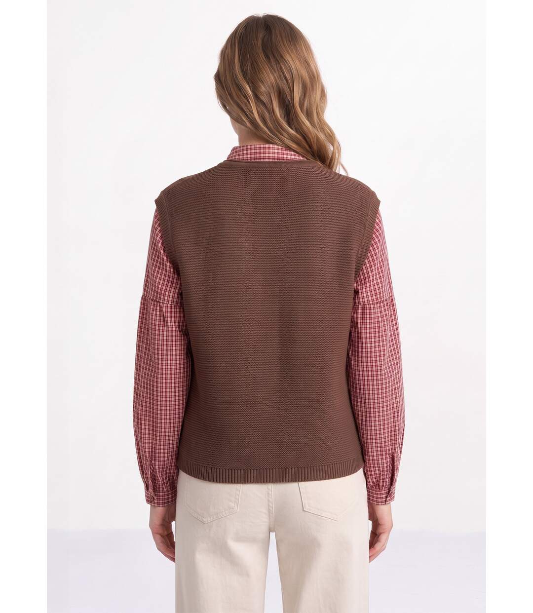 Gilet sans manches maille fantaisie-2