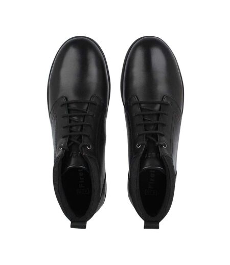 Mens Elgan Leather Flat Boots Black Firetrap