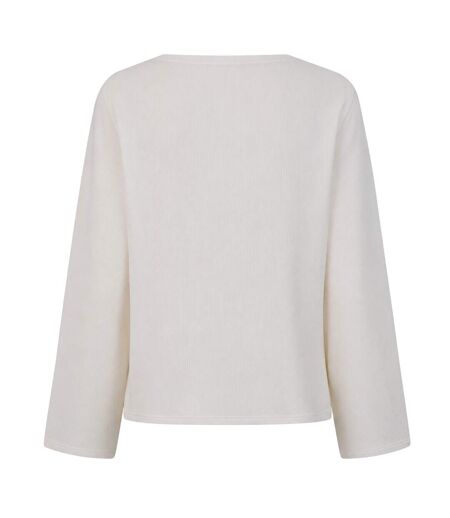 Unisex Adult Waffle Knit Boat Neck Sweater Top White Boss