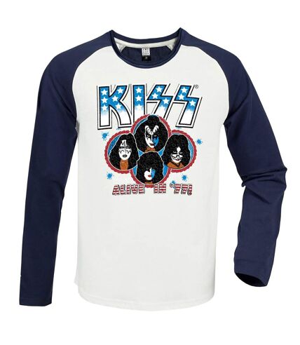 T-shirt alive in ´77 adulte blanc / bleu marine Kiss