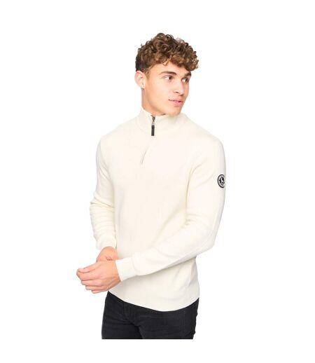 Mens kempsford knitted funnel neck jumper off white Bewley & Ritch