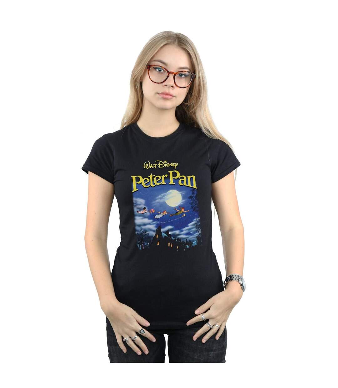 Disney T-shirt en coton Peter Pan Come With Me - Femmes/Dames (Noir) - UTBI36585-2