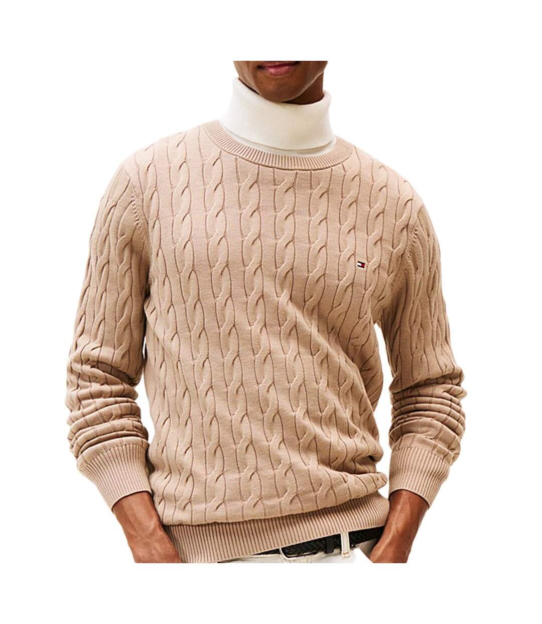 Pull beige homme tommy hilfiger classic-1