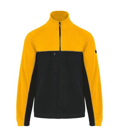 Veste micropolaire zippée bicolore - Ecoresponsable - Unisexe - WK904 - noir et jaune