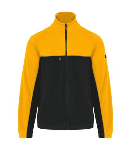 Veste micropolaire zippée bicolore - Ecoresponsable - Unisexe - WK904 - noir et jaune