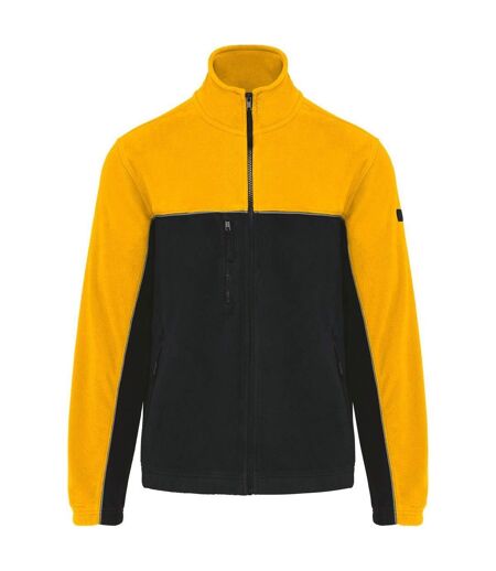 Veste micropolaire zippée bicolore - Ecoresponsable - Unisexe - WK904 - noir et jaune