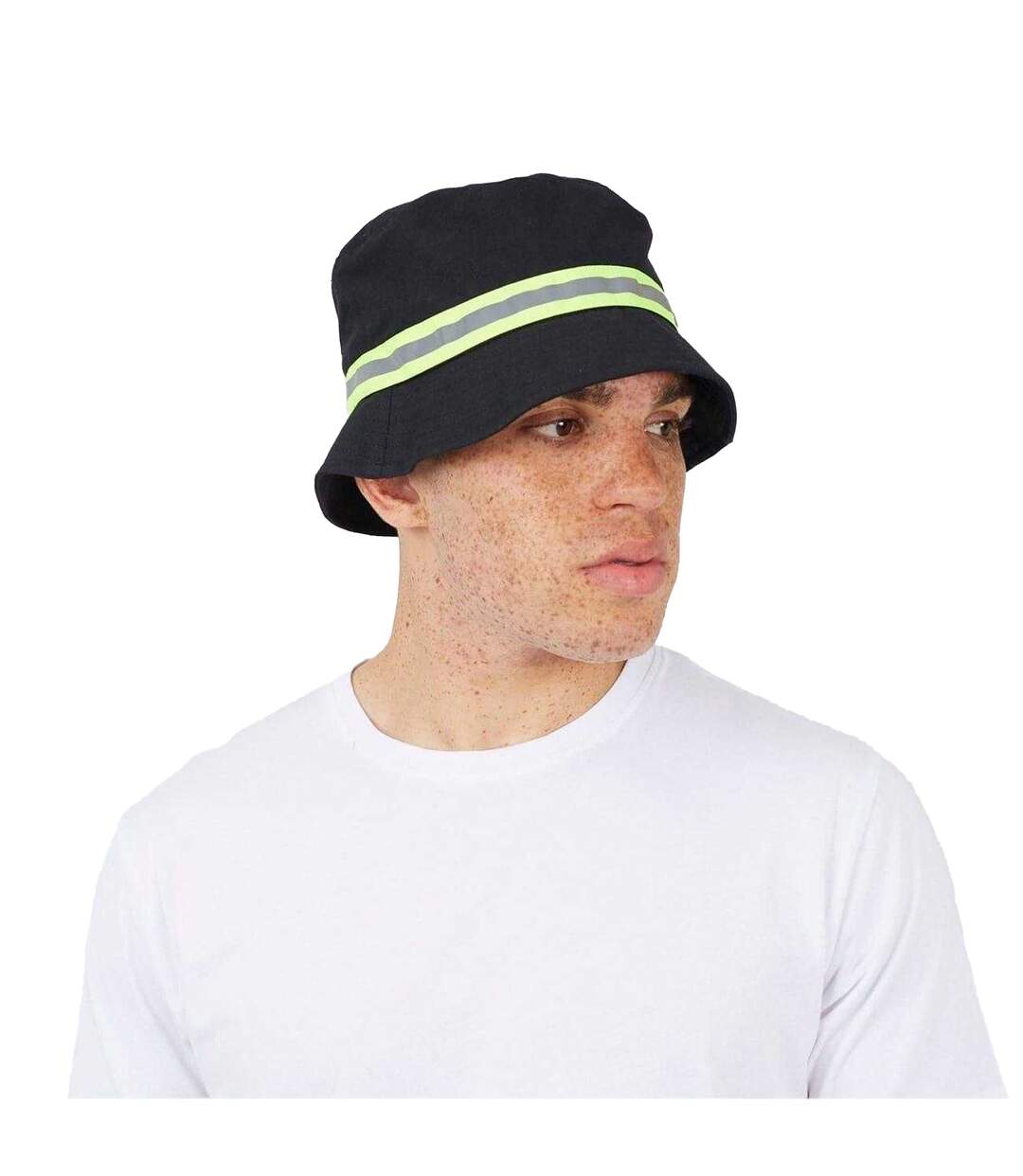 Mens Reflective Cotton Bucket Hat Black Brave Soul-3