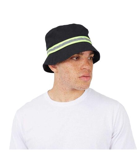 Mens Reflective Cotton Bucket Hat Black Brave Soul