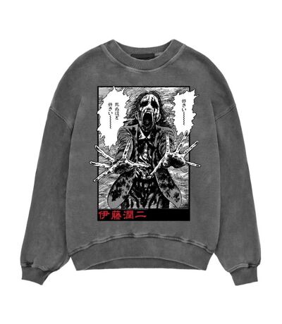 Junji-Ito Unisex Adult Ghoul Acid Wash Sweatshirt (Black)