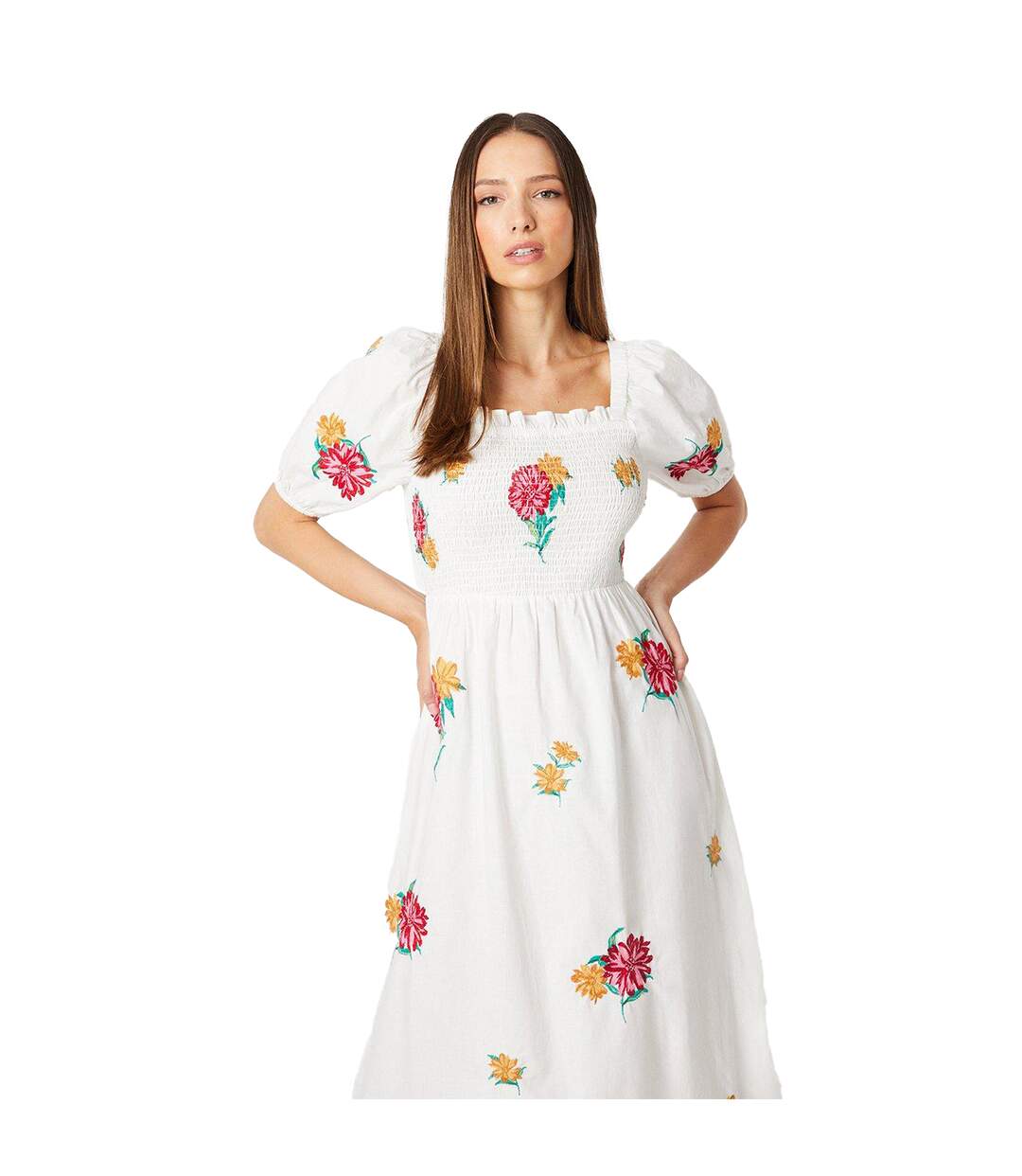 Robe mi-longue femme blanc cassé Dorothy Perkins-3