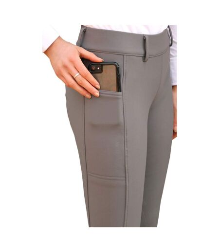 Womens/ladies glacial softshell horse riding tights gray Hy