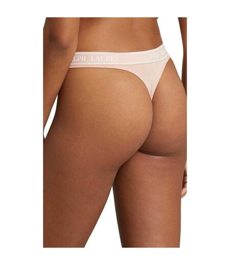 Womens/ladies Cotton Blend Mid Rise Thong Clay Ralph Lauren