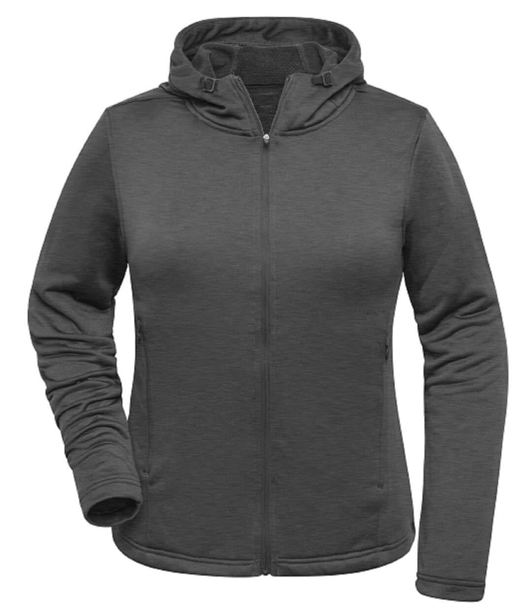 Sweat shirt à capuche - Femme - JN531 - gris foncé mélange-2