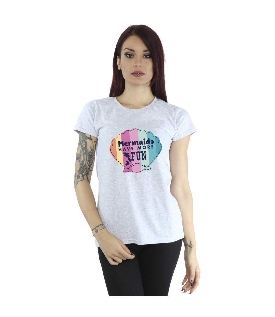 Disney T-shirt en coton amusant La petite sirène Femme/Femme (Gris sportif) - UTBI26355-2