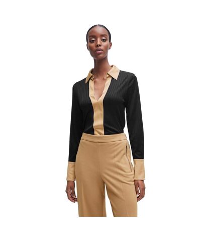 Blouse manches longues elanty femme noir / jaune or Boss