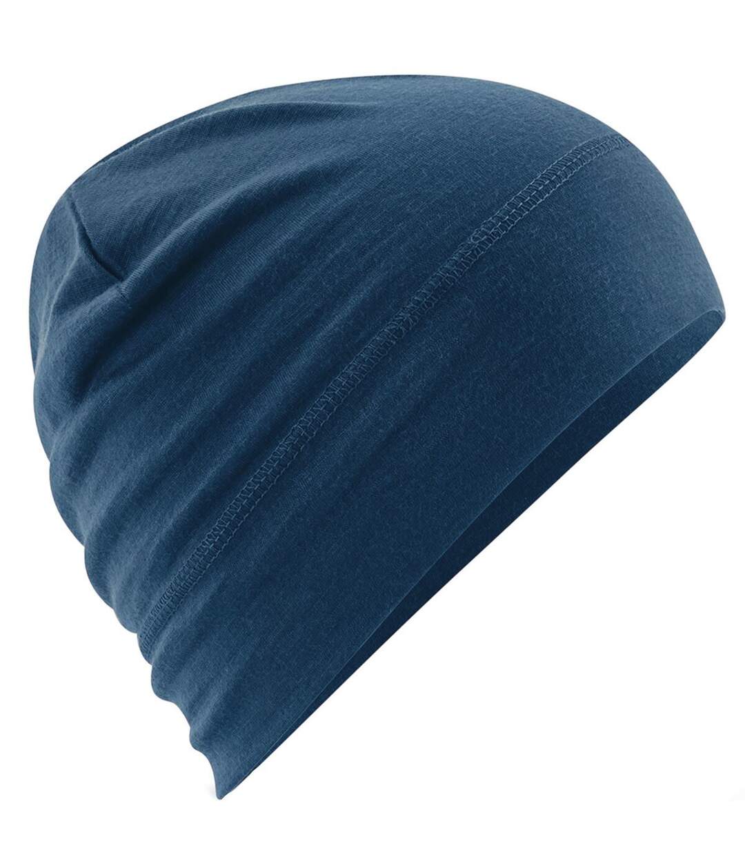 Unisex adult merino wool beanie steel blue Beechfield-1