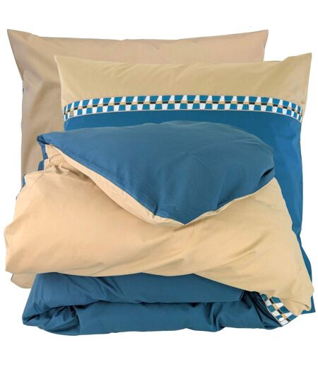 Parure de lit en percale de coton LINOA bleu cobalt Taie 65x65 cm
