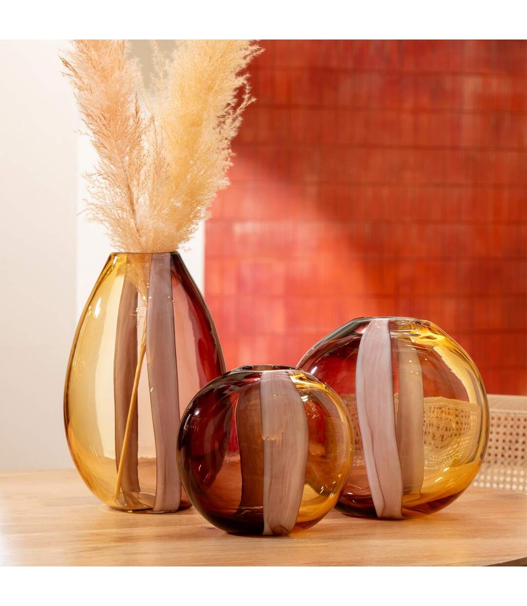 Vase Déco en en Verre Arun 21cm Multicolore-3