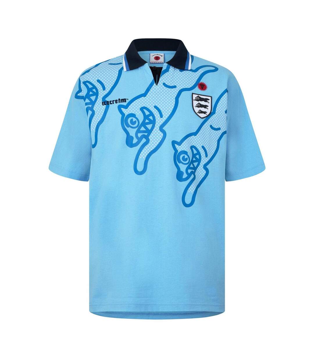Mens Running Dog Footy Polo Shirt Blue ICECREAM-1