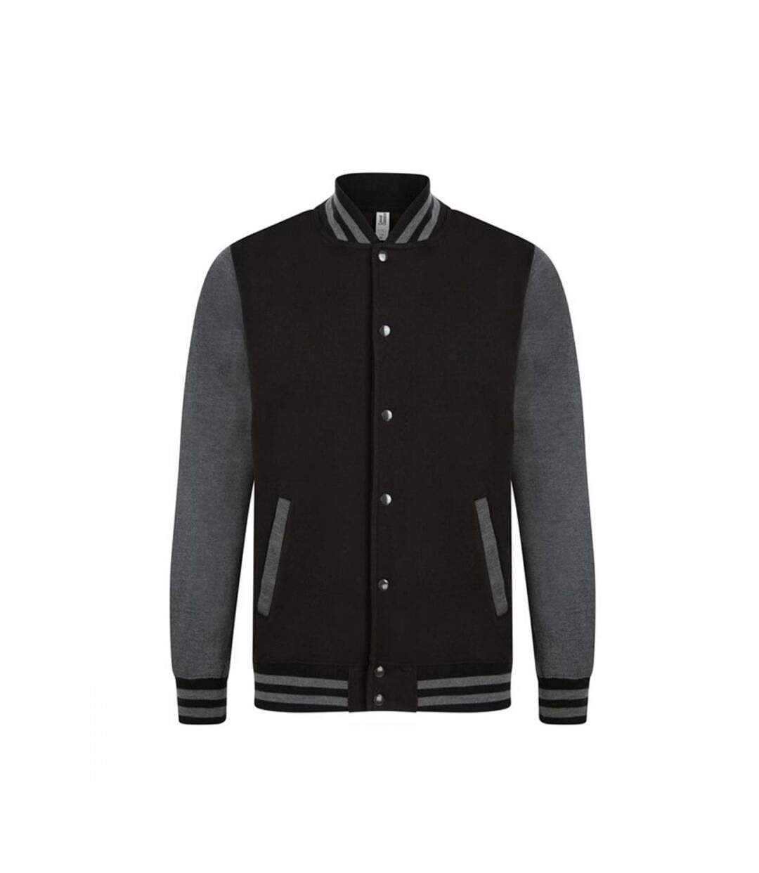 Casual Classic Mens Varsity Jacket (Black/Charcoal)