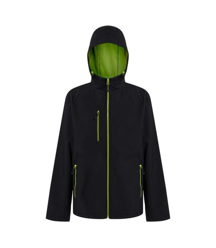 Mens navigate 2 layer soft shell jacket black/lime green Regatta