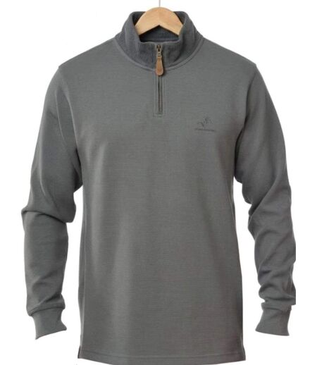 WINCHESTER CAMPO2G — Sweat col montant zippé gris : douceur 100 % coton