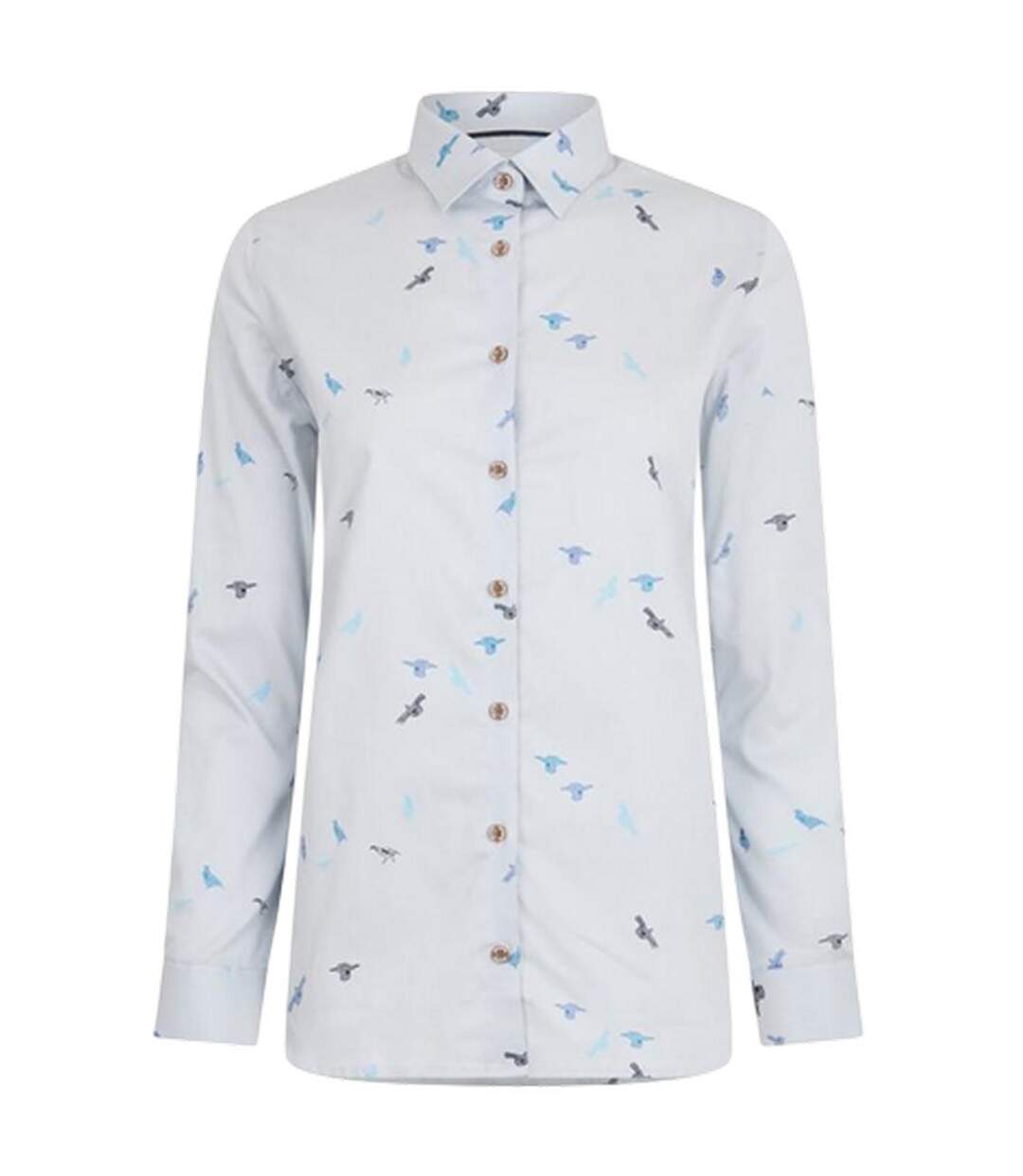 Chemise Motif/style Oiseaux Country Femme Blanc Bleu Musto-1