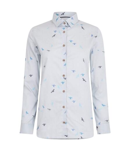 Chemise Motif/style Oiseaux Country Femme Blanc Bleu Musto