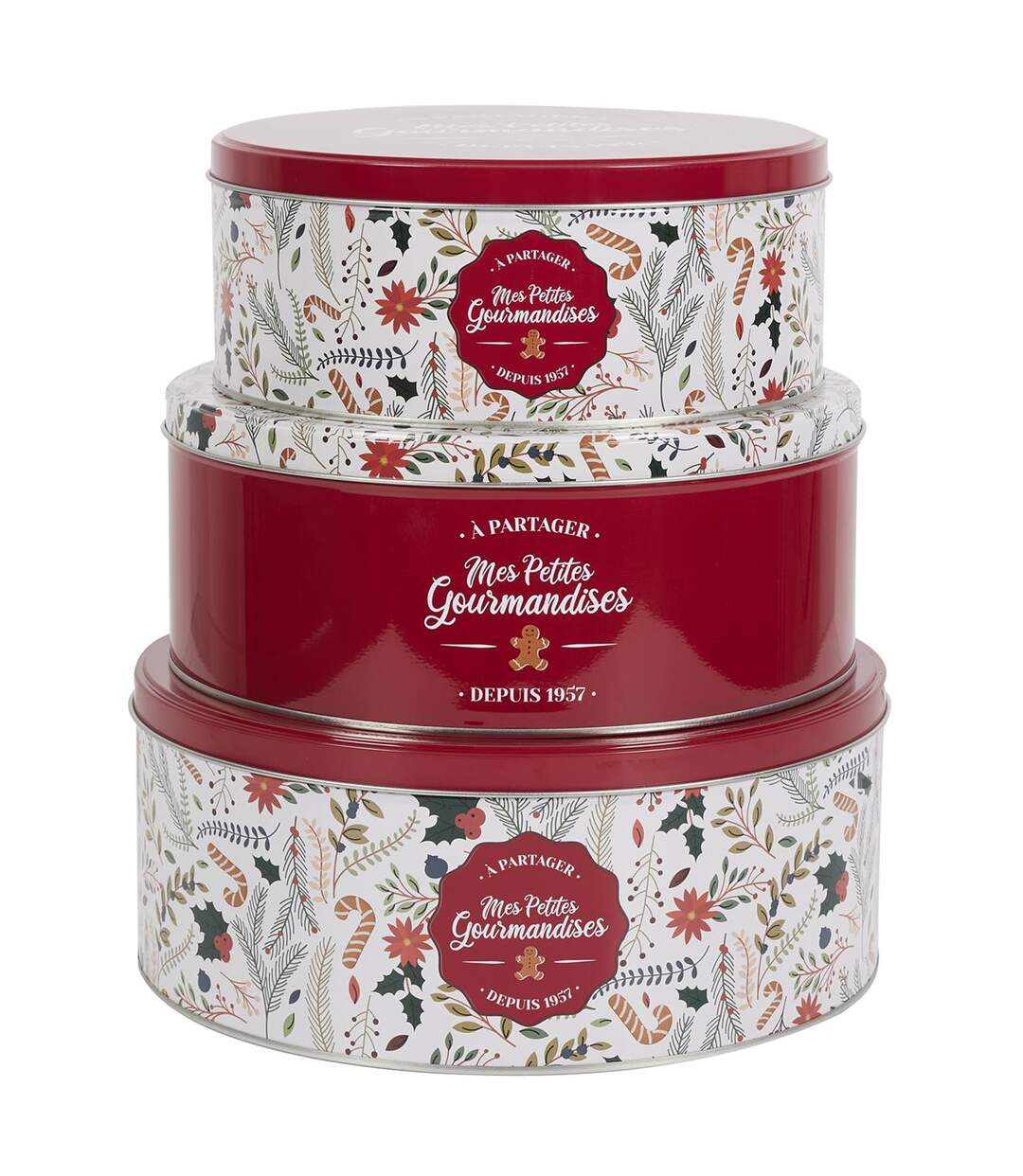 Boite de rangement en métal de Noël collection Mes petites gourmandises 3 pièces-1