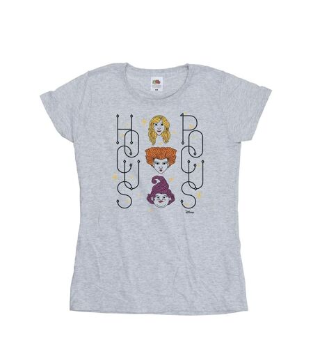 Disney T-shirt en coton Femme/Femme Hocus Pocus Faces (Gris sportif) - UTBI48517