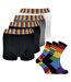 Mens Rainbow Socks & Boxers Set | 4 Pack Boxers & 3 Pack Striped Novelty Socks-1