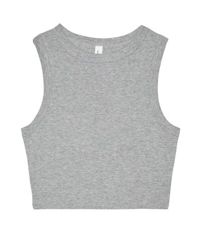 Womens/ladies heather micro-rib cropped muscle tank top athletic grey Bella + Canvas