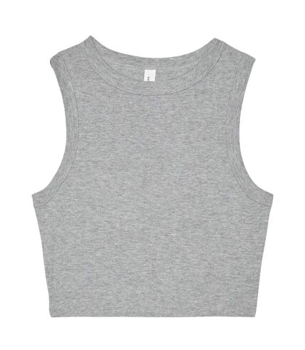 Womens/ladies heather micro-rib cropped muscle tank top athletic grey Bella + Canvas