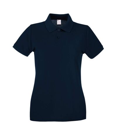 Womens/Ladies Fitted Short Sleeve Casual Polo Shirt (Midnight Blue)
