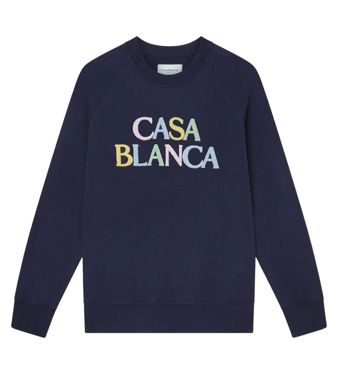 Womens/ladies Stacked Logo Sweatshirt Navy Blue Casablanca-1