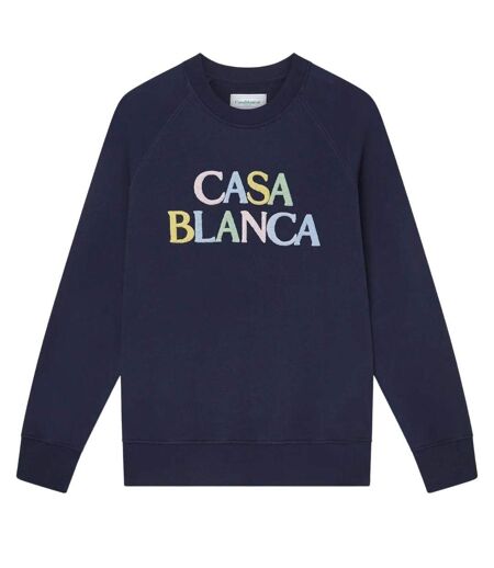 Womens/ladies Stacked Logo Sweatshirt Navy Blue Casablanca