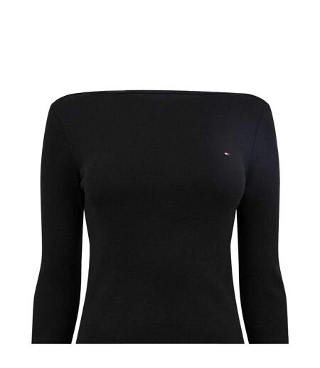 Womens/ladies Cody Boat Neck Slim T-shirt Black Tommy Hilfiger