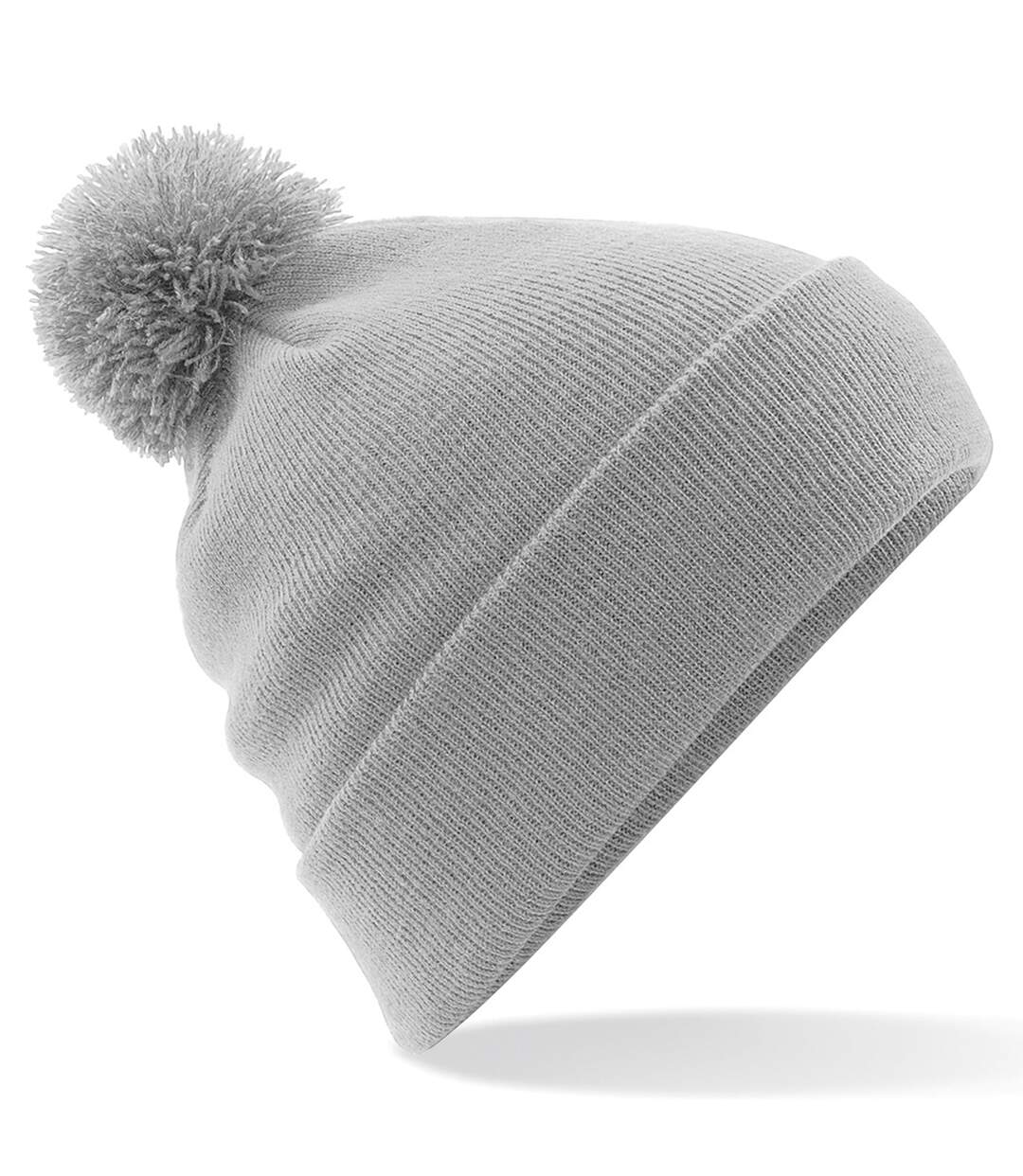 Bonnet avec pompon adulte unisexe gris clair Beechfield-1