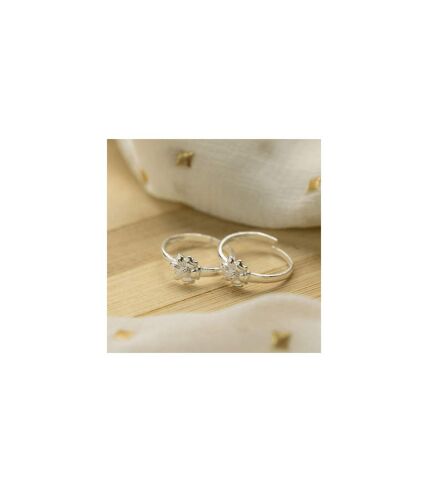 Adjustable Silver Floral Slim Daisy Stacking Dainty Midi Ring