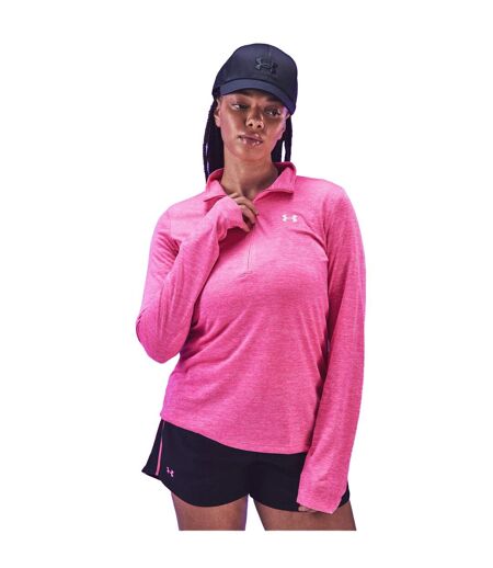Womens/ladies Tech Textured Half Zip Top Pink Under Armour