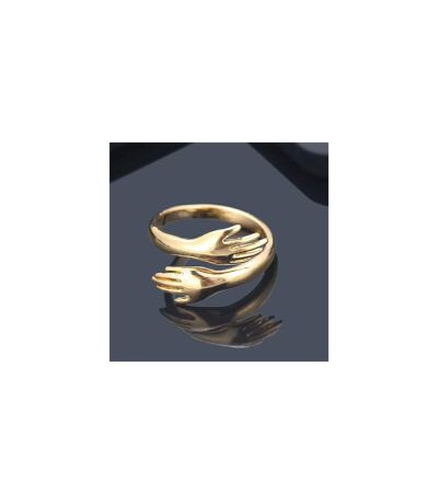 Silver Gold Hand Love Hugging Couple Adjustable Stackable Love Ring