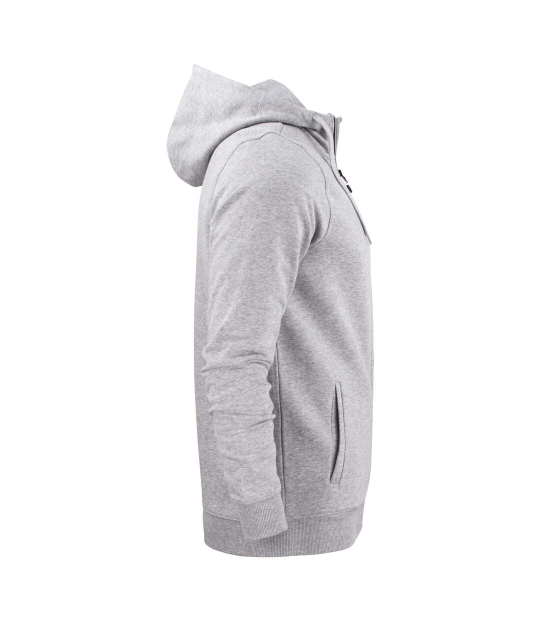 Mens Overhead Melange Full Zip Hoodie Grey Melange Printer-3