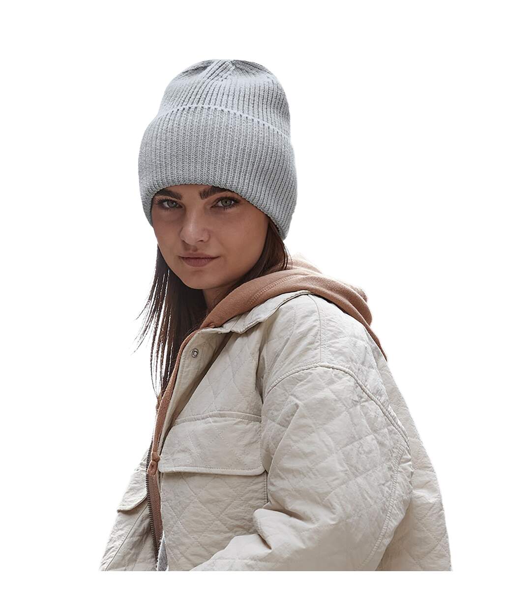 Cuffed recycled oversized beanie light grey Beechfield-3