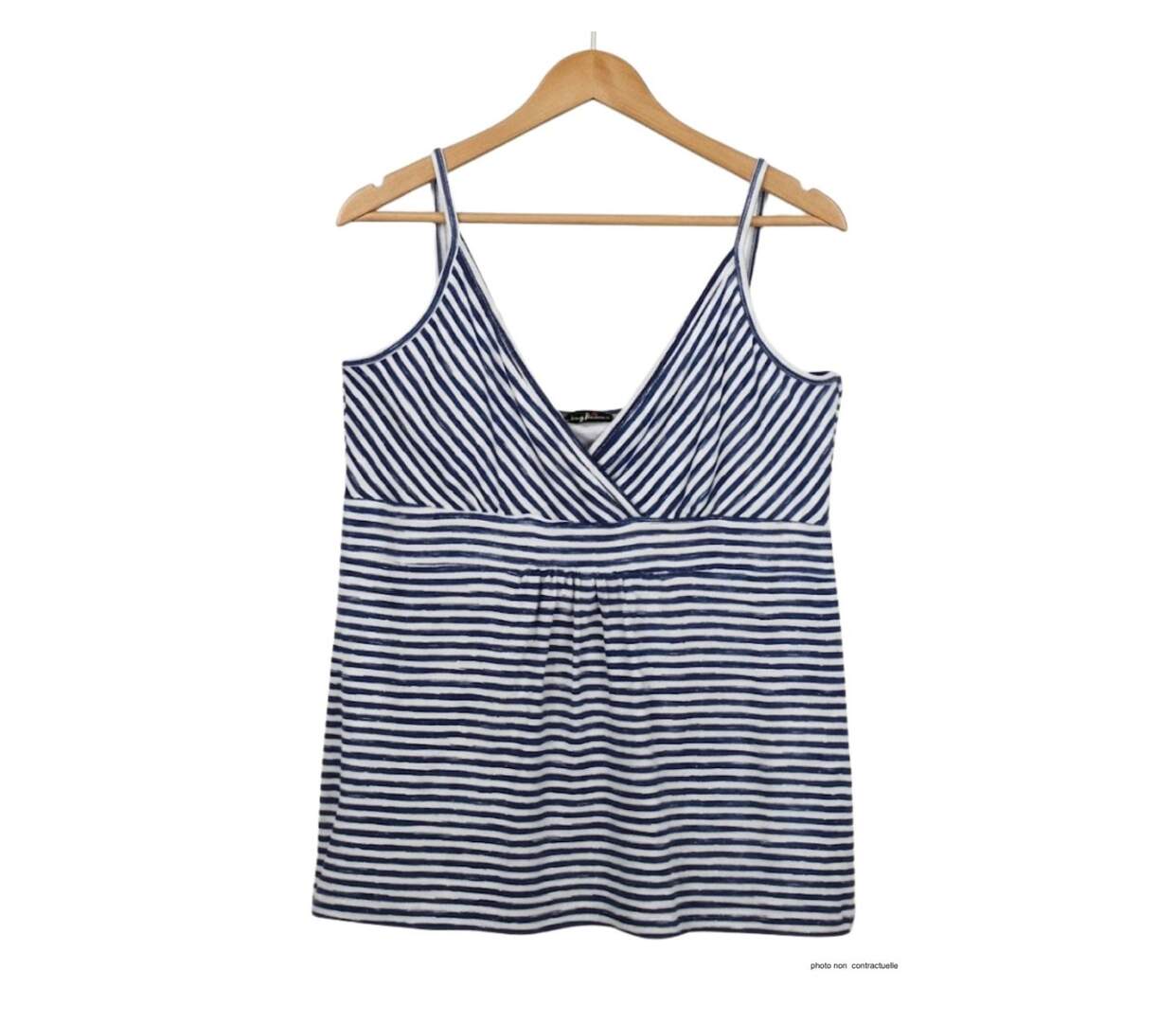 Débardeur MAYFLOWER TF208M effet cache-cœur : le look marin en viscose fluide pour sublimer votre silhouette-2