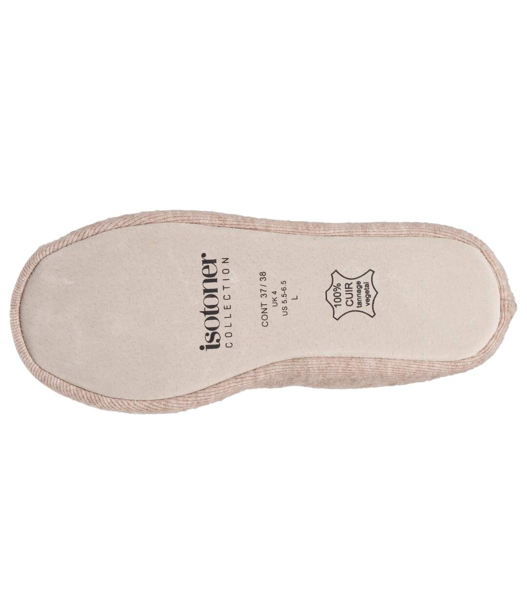 Isotoner Chaussons Ballerines femme ultra confortables, semelle en cuir, détail grand nœud-4