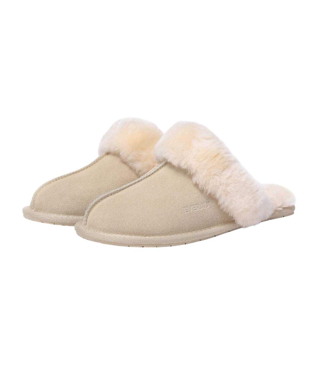 Womens/ladies Suede Slippers Sand EverAu-4