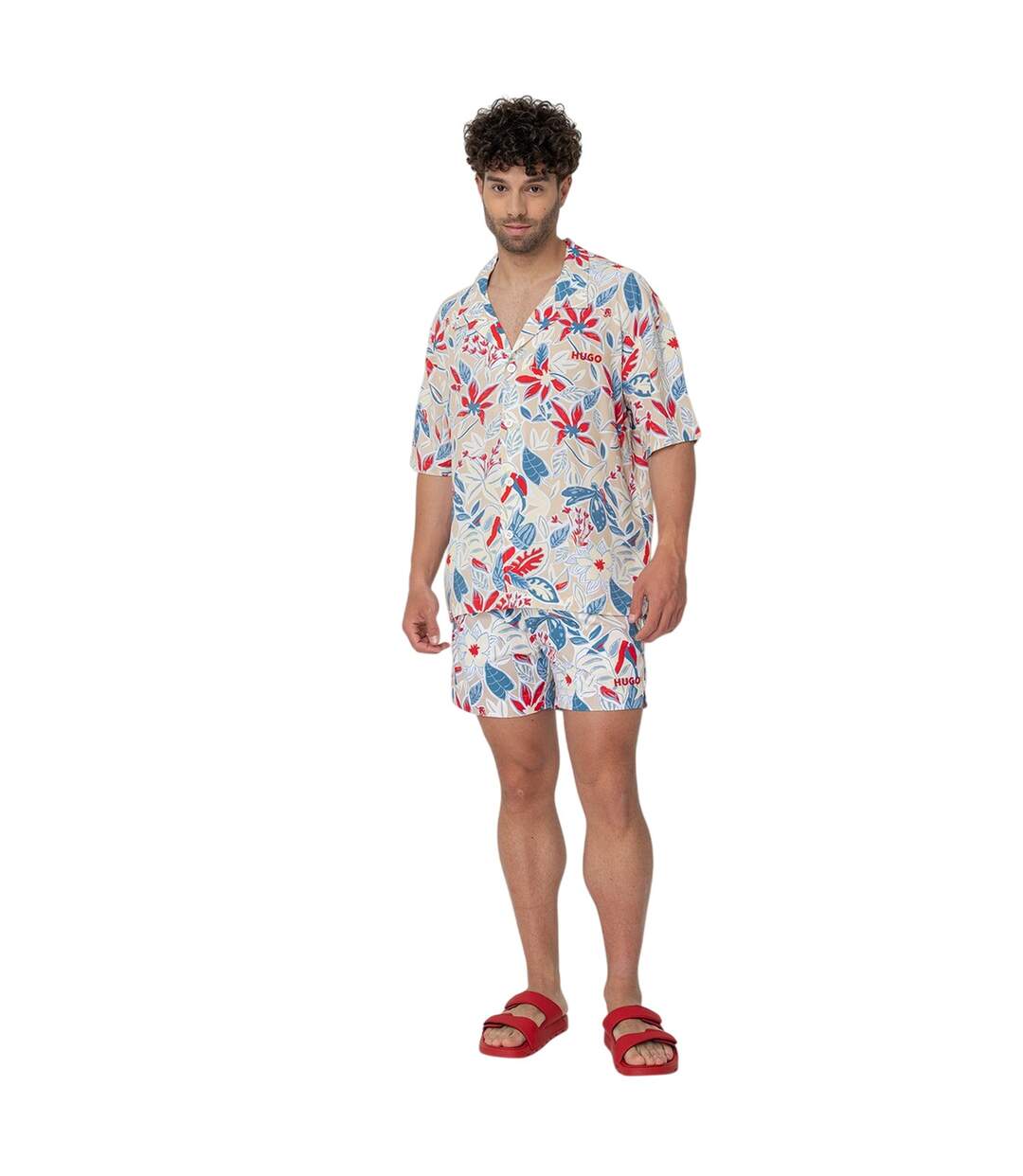 Chemise Motif/style Floral Homme Blanc Hugo-4
