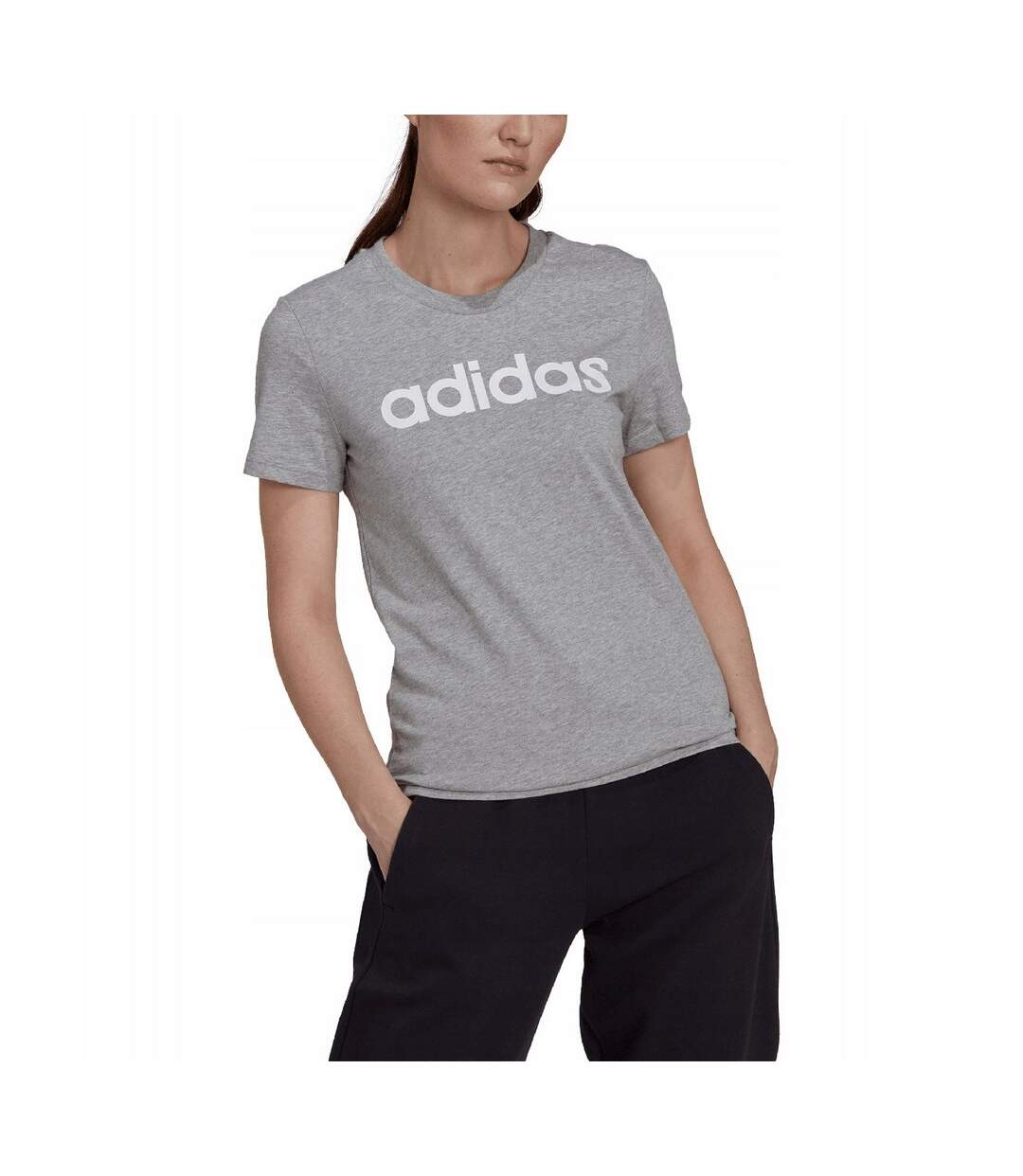 T-shirt Détente Style Logo Essentials Femme Gris Adidas-1