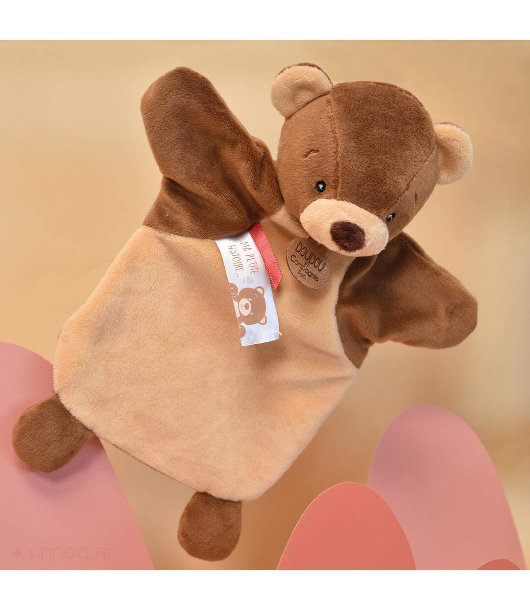 Doudou polyester 2 en 1 collection LES MARIONNETTES Ours-2